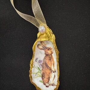 Gold and Brown Rabbit Ornament ~ Handmade